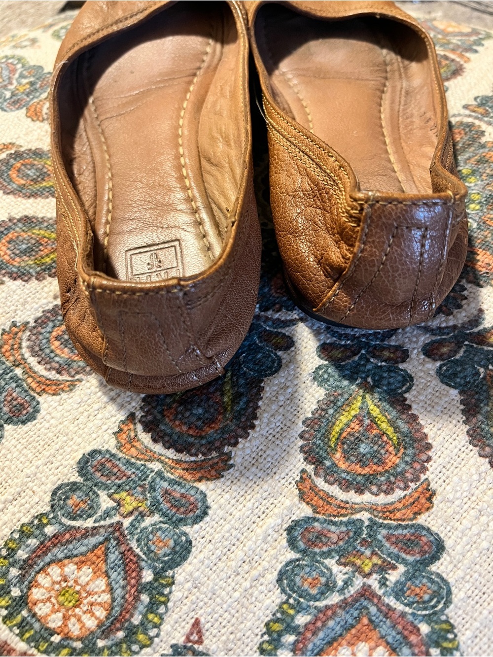 FRYE Women's Cognac Brown Leather Ballet Flats Size 8 Carson - Picture 5 of 8